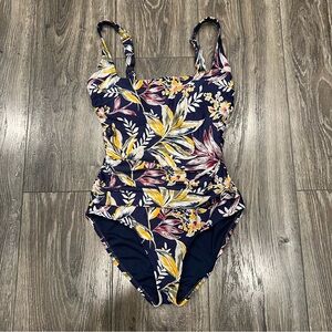 Anne Cole Tropical Floral Navy One Piece Swimsuit